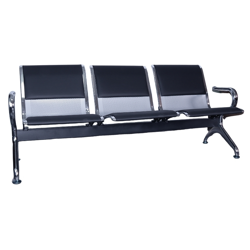 Banqueta Orión de 3 cuerpos con respaldo de asientos y espaldares tapizados para sala de espera