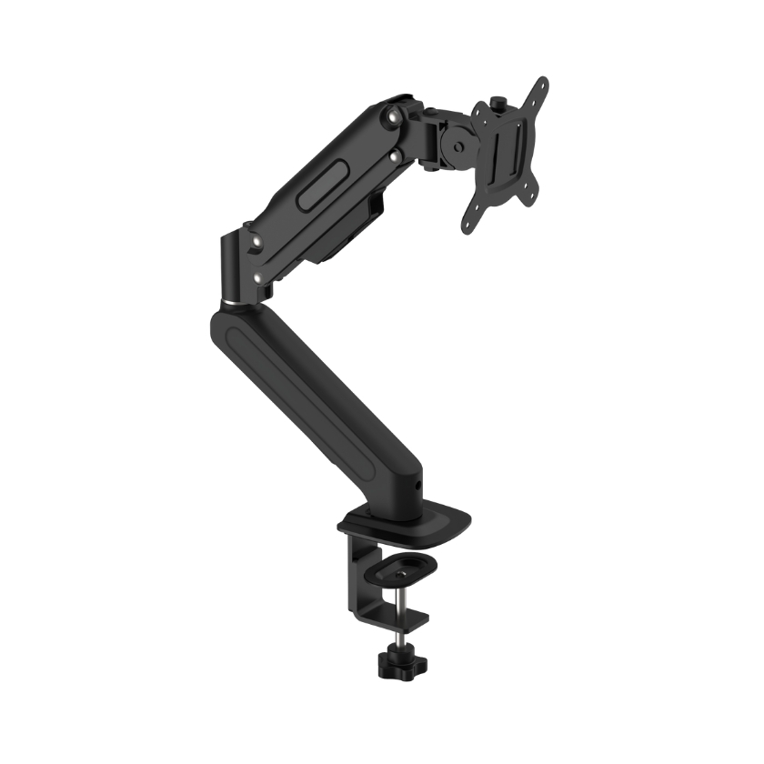 Brazo articulado ergonómico modelo PS70 para monitor, soporte de escritorio elevable y giratorio de diseño robusto.