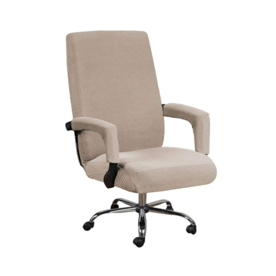 Funda elástica color caqui para silla de oficina giratoria con brazos