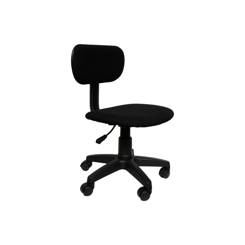 Silla estudiante Budapest negra económica con respaldo bajo y base de nylon